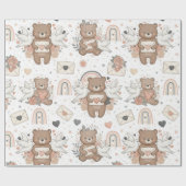 Boho Nursery Teddy Bears with Rainbows -Earthy (2) Geschenkpapier (Flach)
