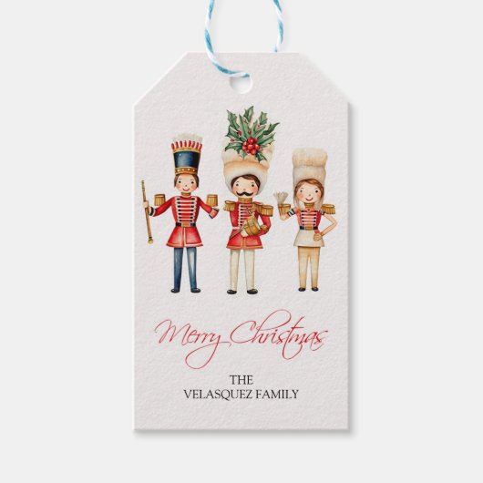 Boho Nutcracker Solders "Frohe Weihnachten" Gesche Geschenkanhänger (Vorderseite)