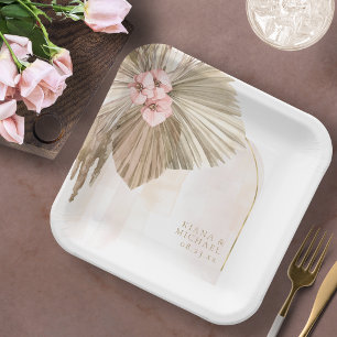 Boho-Oase Floraler Bogen Hochzeit ID959 Pappteller