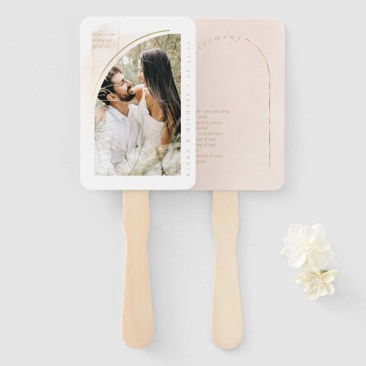 Boho-Oase-Hochzeitsfoto-Programm Roséglanz ID959 Fächer (Vorne und Hinten)