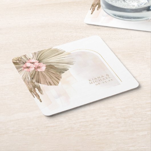 Boho Oasis Floral Arch Wedding ID959 Rechteckiger Pappuntersetzer (angewinkelt)