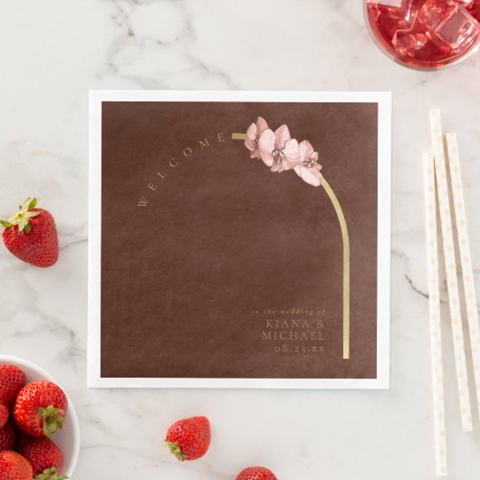 Boho Oasis Orchid Arch Wedding Welcome ID959 Serviette (Beispiel)