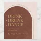 Boho Oasis Wedding Drink Betrunkene Tanz V1 ID959 Weinetikett (Einzelnes Label)