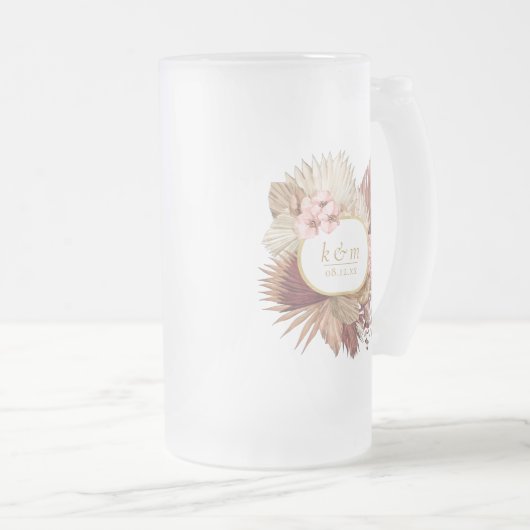 Boho Oasis Wedding Floral Frame ID959 Mattglas Bierglas (VorderseiteRechts)