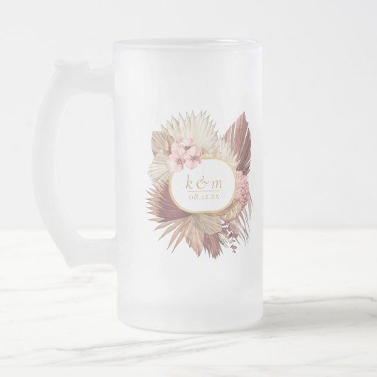 Boho Oasis Wedding Floral Frame ID959 Mattglas Bierglas (Links)