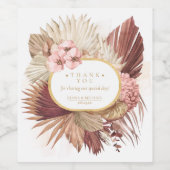 Boho Oasis Wedding Floral Vielen Dank, ID959 Weinetikett (Einzelnes Label)