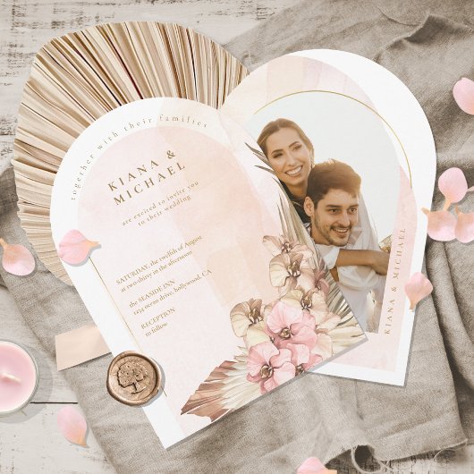 Boho Oasis Wedding Foto Template Arch ID959 Einladung