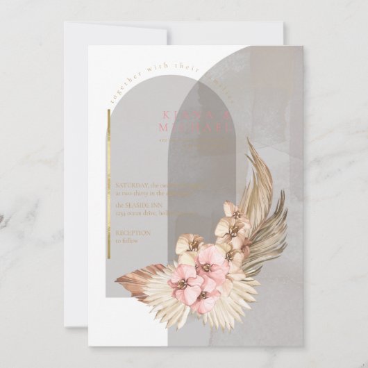 Boho Oasis Wedding Foto Template ID959 Einladung (Vorderseite)