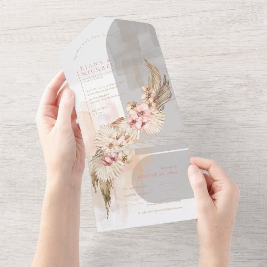 Boho Oasis Wedding ID959 All In One Einladung (Abreißen)