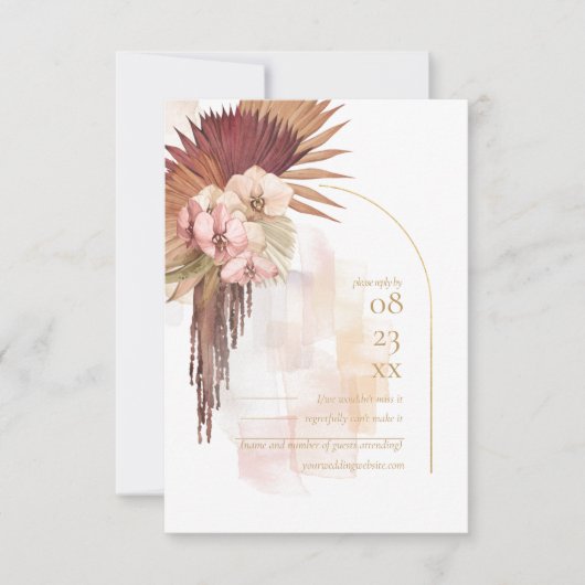 Boho Oasis Wedding ID959 RSVP Karte (Vorderseite)
