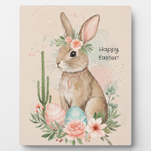 Boho Oaster Bunny Whimsical Pastel Fotoplatte (Vorderseite)