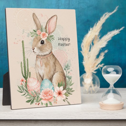 Boho Oaster Bunny Whimsical Pastel Fotoplatte (Seite)