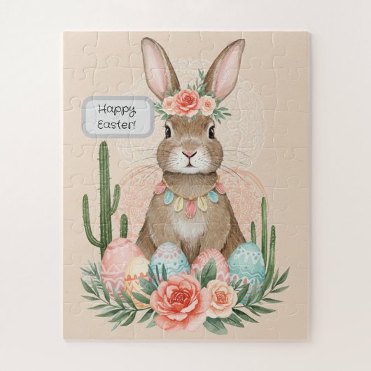 Boho Oaster Bunny Whimsical Pastel Puzzle (Vertikal)