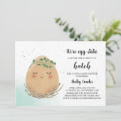 Boho Oaster Egg Babydusche Einladung - Braun Ei (Stehend Vorderseite)