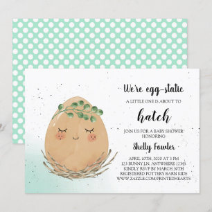 Boho Oaster Egg Babydusche Einladung - Braun Ei
