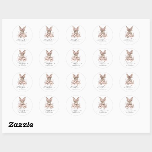 Boho Oaster Hübsch Bunny Blush Blumeneier Runder Aufkleber (Blatt)