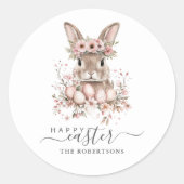 Boho Oaster Hübsch Bunny Blush Blumeneier Runder Aufkleber (Vorderseite)