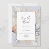 Boho Ocean Dusty Blue On Beach Foto Hochzeit Einladung (Vorderseite)
