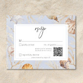 Boho Ocean Dusty Blue On Beach Wedding QR RSVP Karte