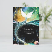 Boho Ocean Mermaid Birthday Dankeskarte (Stehend Vorderseite)