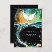 Boho Ocean Mermaid Birthday Dankeskarte (Vorne/Hinten)