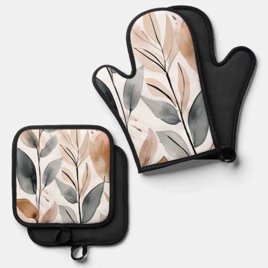 Boho Ofenhandschuh & Topflappen-Set (Vorderseite/Rückseite)