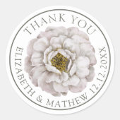 Boho Off White Flower Wedding Favor Runder Aufkleber (Vorderseite)