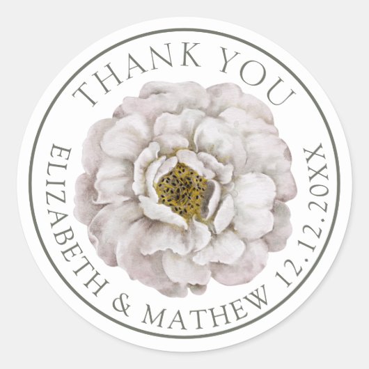 Boho Off White Flower Wedding Favor  Runder Aufkleber (Vorderseite)