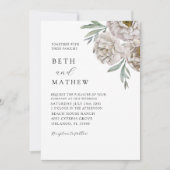 Boho Off White Wasserfarben Blumenmuster Einladung (Vorderseite)