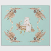 Boho Oh Baby Bassinet Turquoise Baby Dusche Geschenkpapier (Flach)