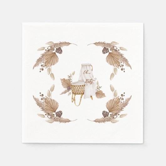 Boho Oh Baby Bassinet White Baby Dusche Napkins Serviette (Vorderseite)