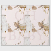 Boho Oh Baby Brown & Pink Bassinet Geschenkpapier (Flach)