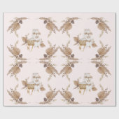 Boho Oh Baby Brown Pink Bassinet Personalisiert II Geschenkpapier (Flach)