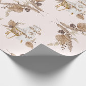 Boho Oh Baby Brown Pink Bassinet Personalisiert II Geschenkpapier (Ecke)