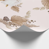 Boho Oh Baby Brown Rosa Name Ankunft Datum II Geschenkpapier (Ecke)