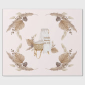 Boho Oh Baby Brown Rosa Name Anreisedatum Geschenkpapier (Flach)