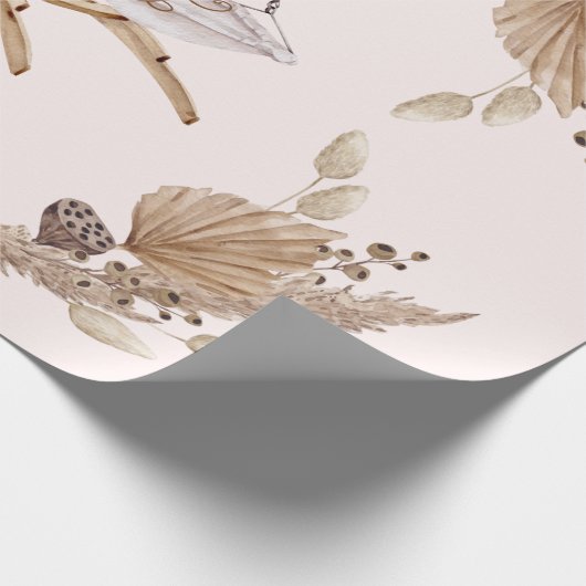 Boho Oh Baby Brown und Pink Swing Geschenkpapier (Ecke)