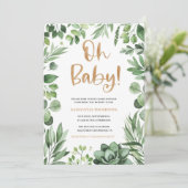 Boho Oh Baby Dusche Einladung, Sukkulent einladen Einladung (Stehend Vorderseite)