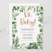 Boho Oh Baby Dusche Einladung, Sukkulent einladen Einladung (Vorne/Hinten)
