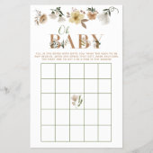 Boho Oh Baby Floral Baby Dusche Bingo Spiel Flyer (Vorne)
