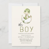 Boho Oh Boy Dinosaur Baby Boy Dusche Einladung (Vorderseite)