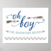 Boho Oh Boy Tribal Baby Dusche Schild (Vorne)