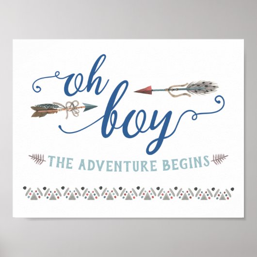 Boho Oh Boy Tribal Baby Dusche Schild (Vorne)