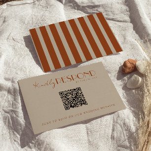 Boho Old Money Taupe verbrannter Orange QR-Code Ho RSVP Karte