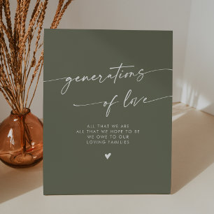 Boho Olive Green Generations of Liebe Wedding Sockelschild