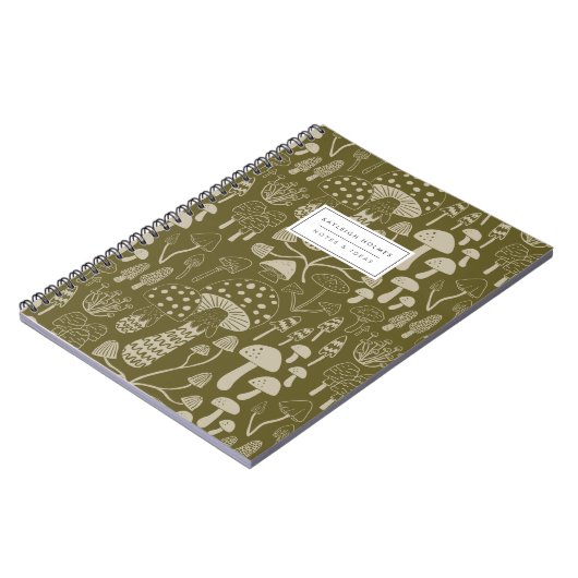 Boho Olive Green Mushroom-Notebook Notizblock (Linke Seite)