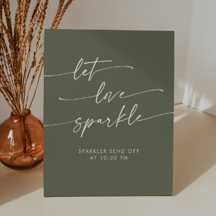 Boho Olive Green Sparkler sendet Hochzeit ab Sockelschild
