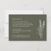Boho Olive Green Wildblume Wedding Details RSVP Karte (Vorderseite)