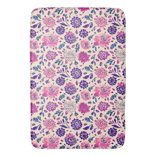 Boho Ombre Floral Botanical Lila Badematte (Vorderseite Vertikal)