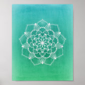 Boho Ombre Mandala Blume in Green Poster (Vorne)
